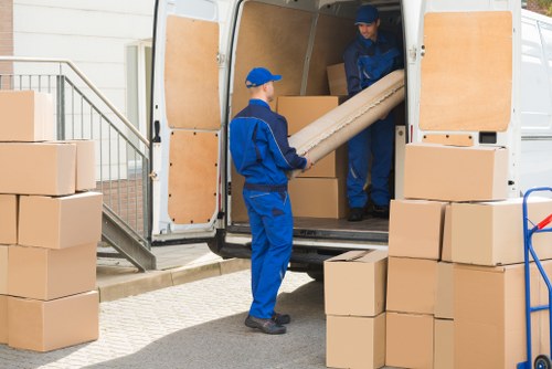 Removal van and packed boxes for local removals in Collierrow