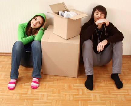 Packed boxes and furniture prepared for storage in Collierrow