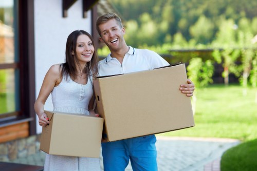 Packed boxes and moving supplies for removals in Collierrow